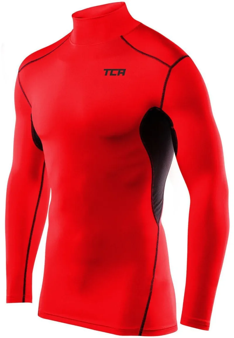 TCA HyperFusion Mock Neck Long Sleeve Junior Compression Top - Red