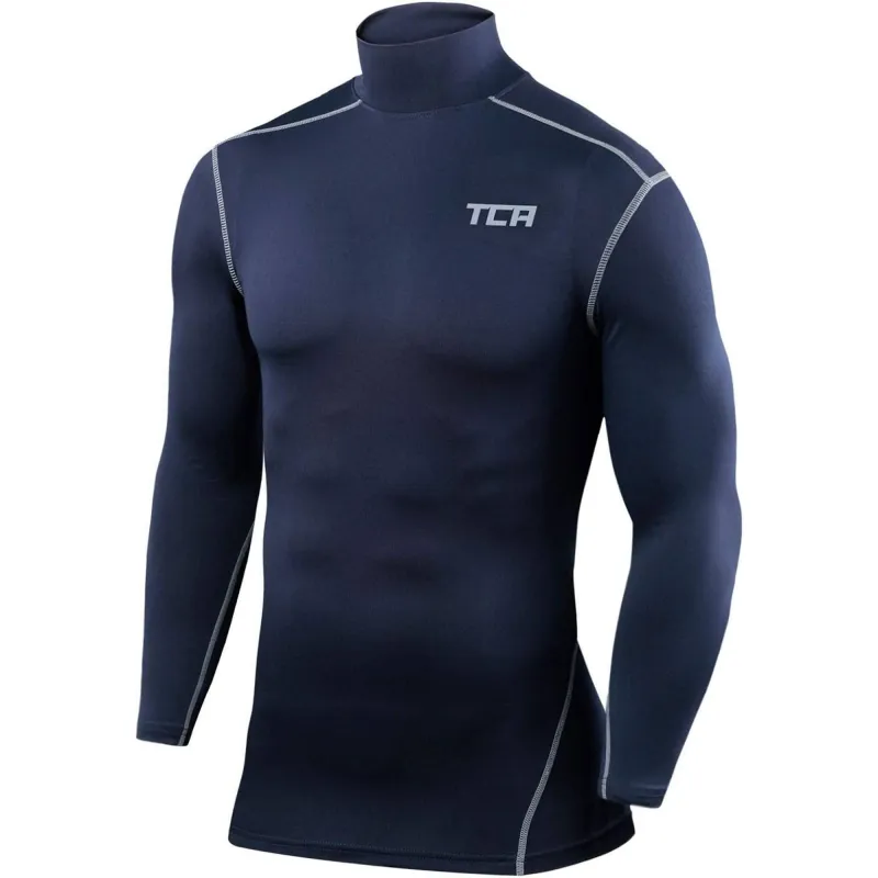 TCA Pro Performance Long Sleeve Mock Junior Compression Top - Navy