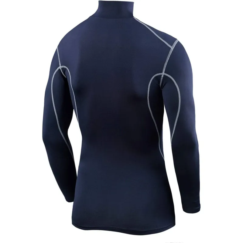 TCA Pro Performance Long Sleeve Mock Junior Compression Top - Navy - Image 2