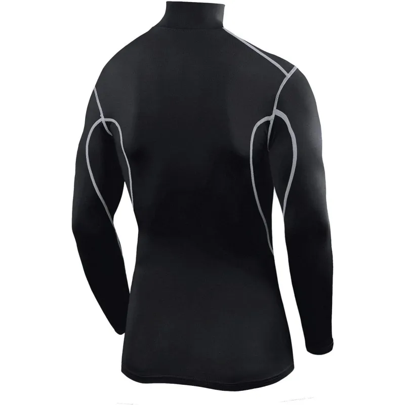 TCA Pro Performance Long Sleeve Mock Mens Compression Top - Black - Image 2