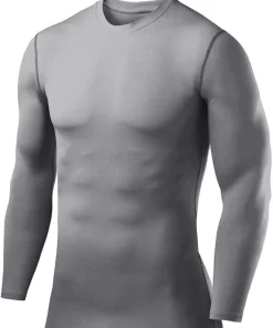 TCA PowerLayer Long Sleeve Mock Junior Compression Top - Grey