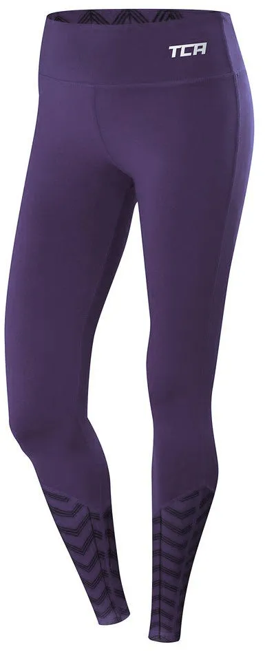 TCA Impulse Printed Womens Long Running Tights - Purple
