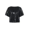 Kaffe Womens Blouse Miranda Sequin Black Deep