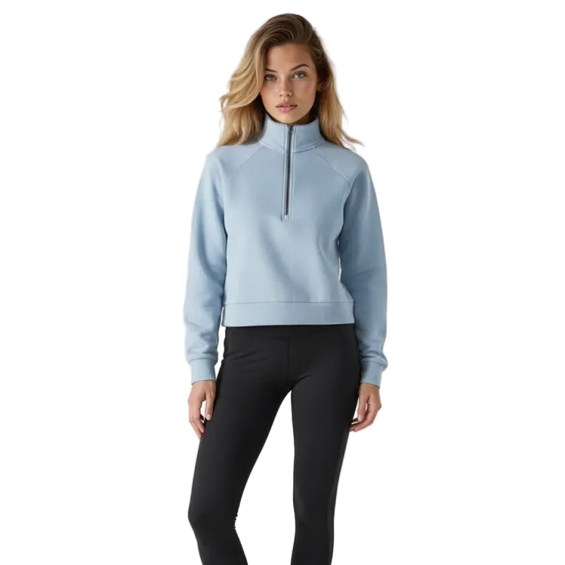 Gym+Coffee Womens Half Zip Clubhouse Baby Blue