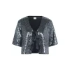 Kaffe Womens Cardigan Lau Sequin Dark Silver