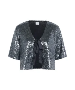 Kaffe Womens Cardigan Lau Sequin Dark Silver