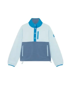 Gym+Coffee Womens Fleece Snap Polar Oasis Blue