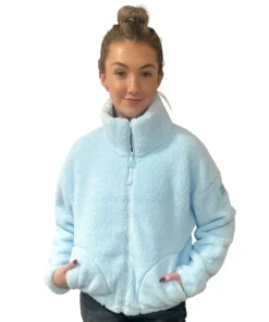 Gym+Coffee Womens Jacket Industry High Collar Baby Blue