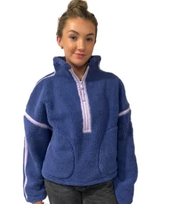 Gym+Coffee Womens Half Zip Industry Fleece Violet Smoke