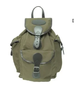 David Nick Cotton and Leather Rucksack Green Canvas by David Nickerson