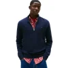 Tommy Jeans Mens 1/4 Zip Sweater Dark Night Navy