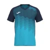 Joma Tiger VI S/S Football Shirt: Turquoise/Navy