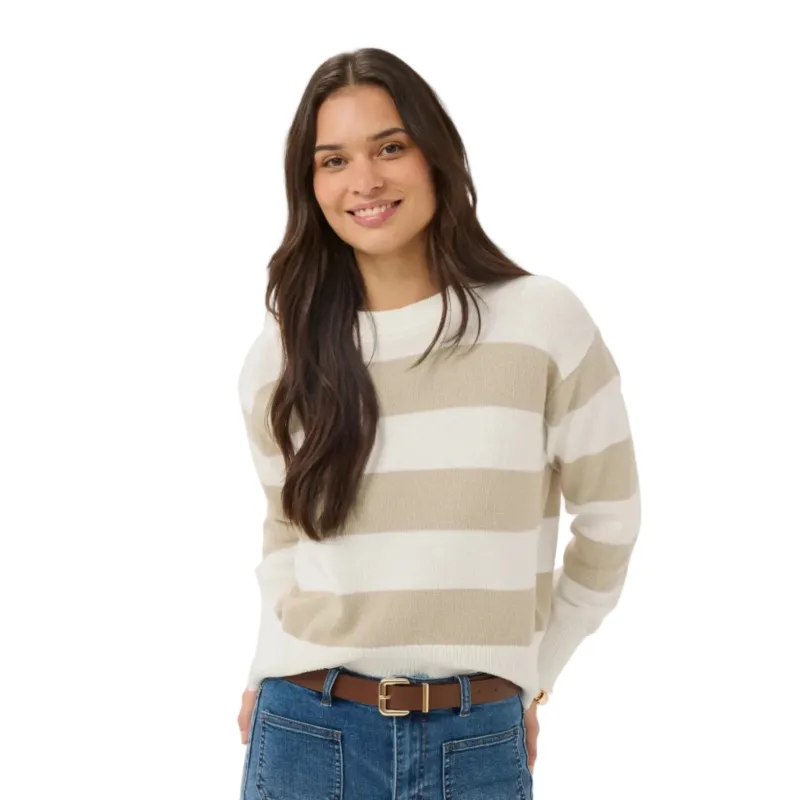 Kaffe Womens KAharriet Knit Pullover Chalk/Feather Stripe