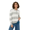 Kaffe Womens KAlizza Striped Polo Pullover Light Grey