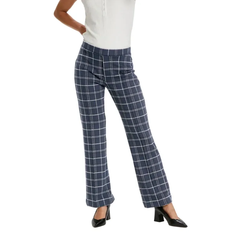 Part Two Womens Pontas Trousers Mini Dark Navy Check - Image 2