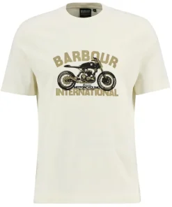 Barbour International Mens T-Shirt Shifter Graphic Print Whisper White
