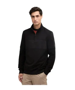Barbour International Mens Sweatshirt Kaspian Half Zip Black