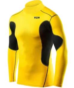 TCA SuperThermal Long Sleeve Mock Mens Compression Top - Yellow