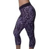 More Mile Printed Capri Womens 3/4 Running Tights - Purple