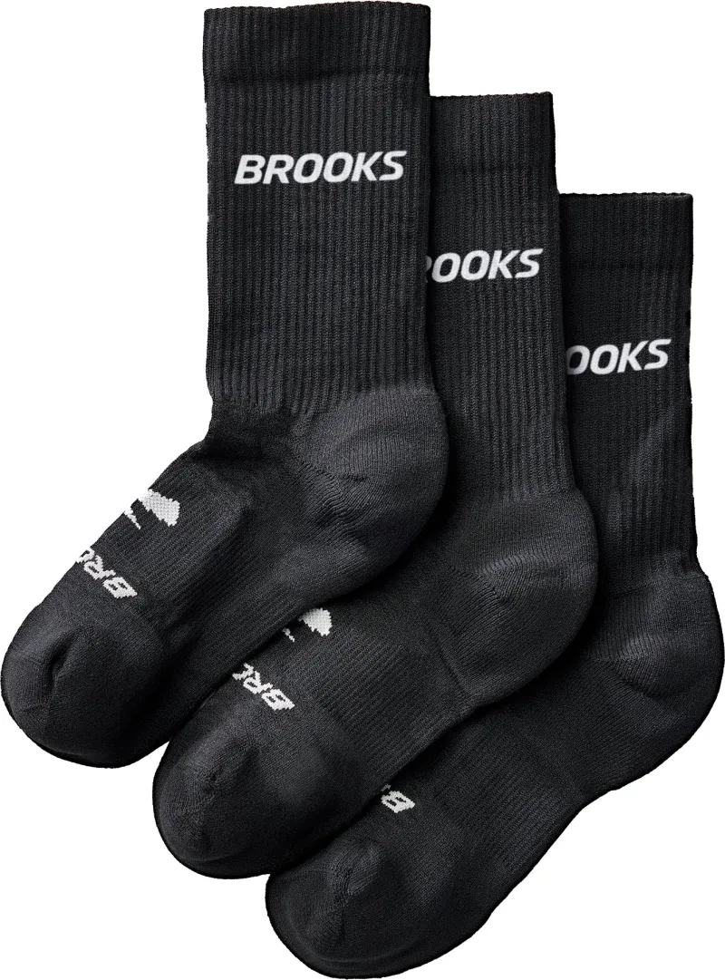 Brooks Run In (3 Pack) Crew Running Socks - Black - Image 3