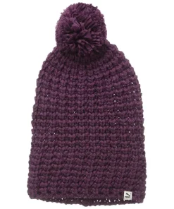 Puma Big Pom Pom Womens Beanie Hat - Purple