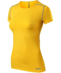 TCA Pro Performance Womens Short Sleeve Baselayer Running Top - Yellow