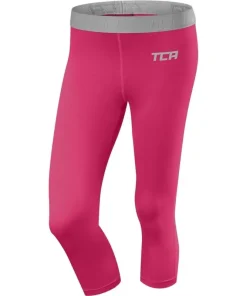 TCA Pro Performance Endurance Womens 3/4 Capri Running Tights - Pink