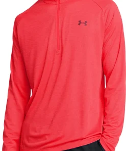 Under Armour Tech Textured Half Zip Long Sleeve Mens Running Top - Red