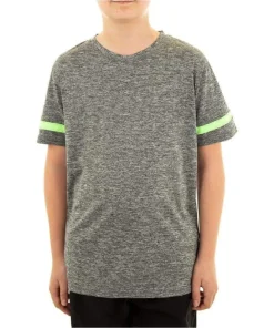 More Mile Marl Boys Short Sleeve Running Top - Grey