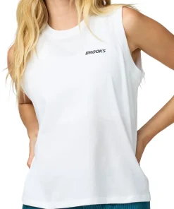 Brooks Graphic Womens Running Vest Tank Top - White