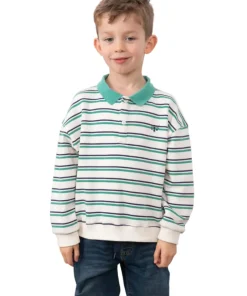 Lighthouse Boys Top Myles Sea Green & Navy Stripe