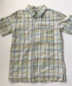 Unknown 5 years white green yellow plaid shirt