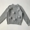 Unknown 6 years grey knitted fluffy pom-poms jumper