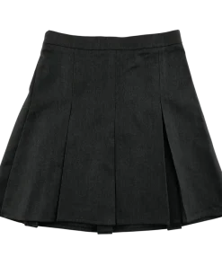 Grey thin waistband pleated school skirt