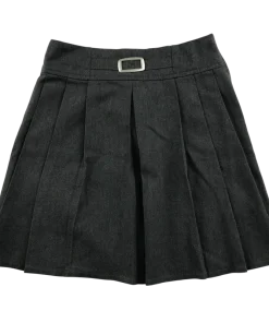 M&S grey pleated buckle detail school skirt