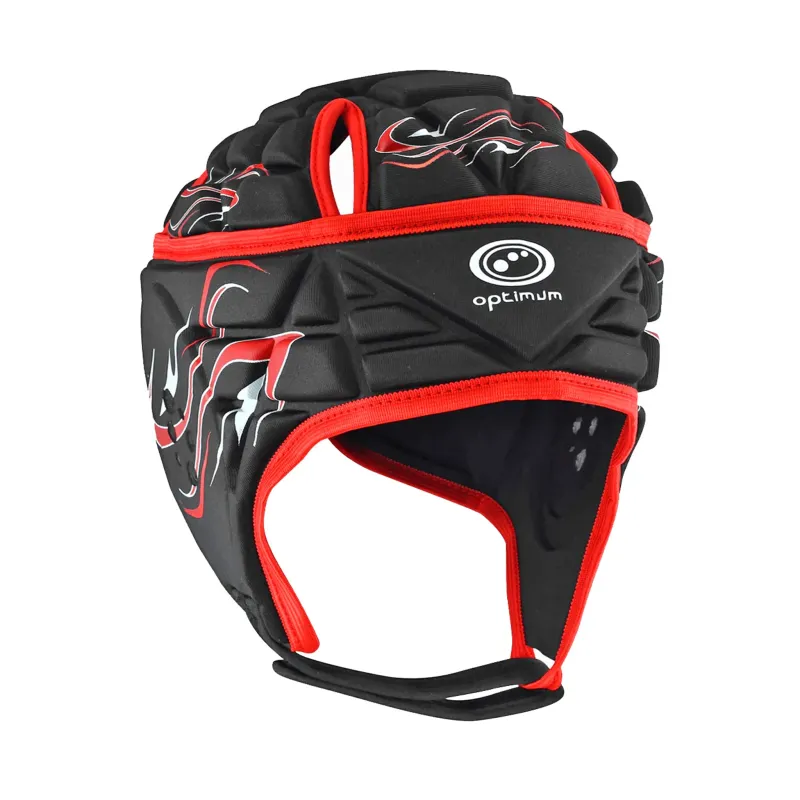 Optimum Inferno Rugby Head Guard: Black/Red