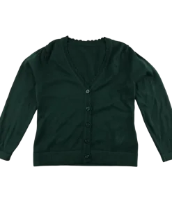 Green scallop neck school cardigan