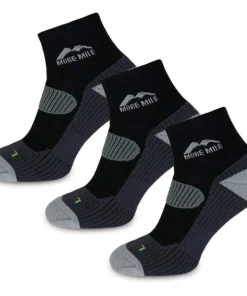 More Mile London 3 Pack Running Socks - Black