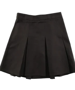 Brown thin waistband pleated school skirt