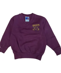Netherlee Primary burgundy V-neck school sweatshirt