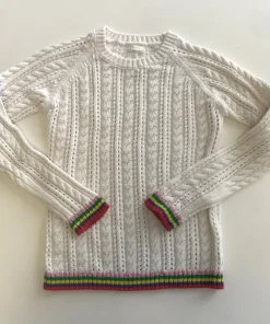 Next 11 years white cable knit coloured cuff jumper