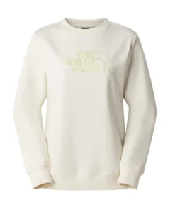The North Face Womens Sweatshirt Drew Peak Light Regular Crew White Dune/Lemon Mist