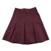 Burgundy thin waistband pleated school skirt