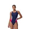 Speedo Womens Swimsuit Colourblock Splice 2.0 Navy/Pink