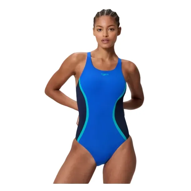 Speedo Womens Swimsuit Solid Splice Medalist Navy/Blue