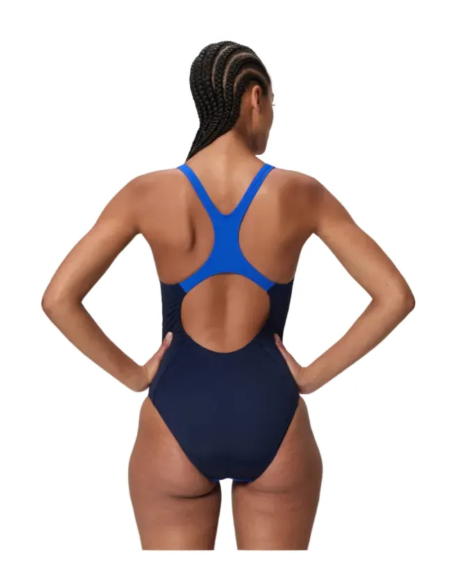Speedo Womens Swimsuit Solid Splice Medalist Navy/Blue - Image 2