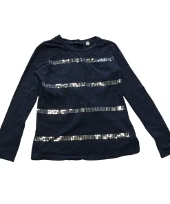 George 8-9 years navy sequin stripes t-shirt