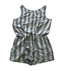 H&M 12-13 years white and blue stripy playsuit