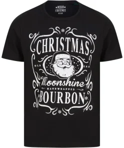 Christmas Bourbon Mens Christmas Short Sleeve Top - Black