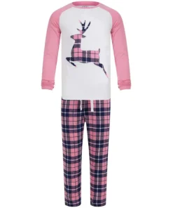Tokyo Laundry Reindeer 2 Piece Girls Christmas Pyjama Set - Pink